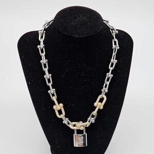 Auth Louis Vuitton Lock&Key Silver w/Unbranded 925 Pure Silver 14k Gold Plated